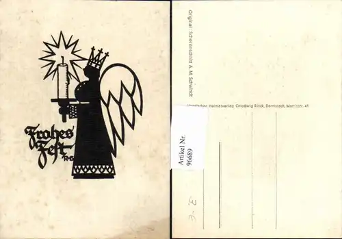 96689;Scherenschnitt Silhouette Weihnachten Engel Krone