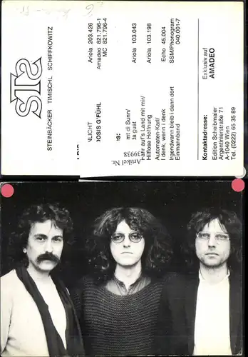 Reklamekarte STS Steinbäcker Timischl Schiffkowitz Musik Musikgruppe Sänge