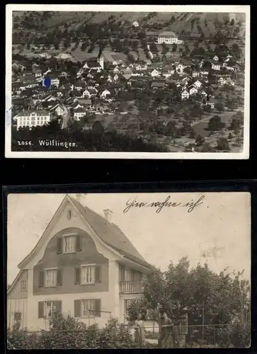 277621, 2 FotoAK Wülflingen Zürich Familie Haller Haus + Fliegeraufnahme 1928