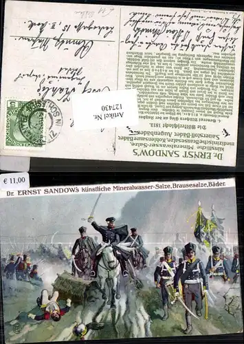 127430,Ernst Sandow Mineralwasser Reklame Werbe Reklamekarte Soldaten Kavallerie 1813