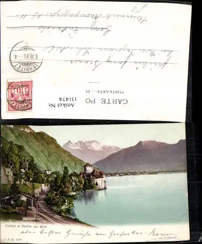 131474,Chillon et Dents du Midi Ansicht m. Schloss 1906 Kt. Waadt