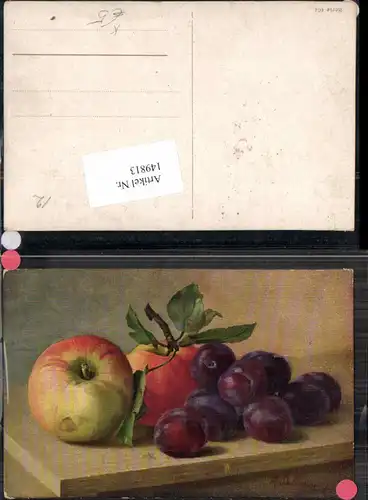 149813,Stilleben Stillleben Apfel Äpfel Zwetschken M. Billing signiert 
