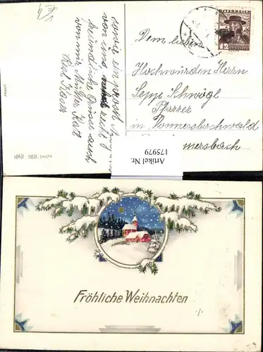 175979,Weihnachten Tannenzweige Winterlandschaft Kirche Haus Mond Vollmond Sterne pub HWB 5409