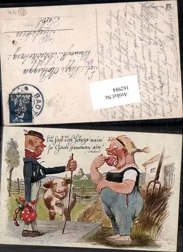 162984,Künstler AK Rudolf Köselitz Scherzkarte Scherz Humor Lebkuchen Kuh