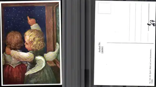 186861,Künstler AK M. Spötl Schwaz 342 Blick auf zum Sternenmeer Engel Kind