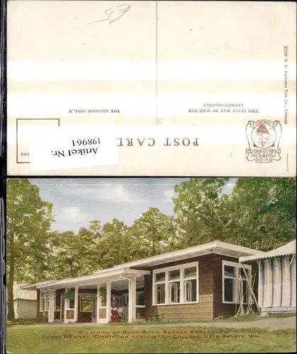 198961,Wisconsin Lake Geneva School of Boys Work Summer Encampment YMCA College Schule 