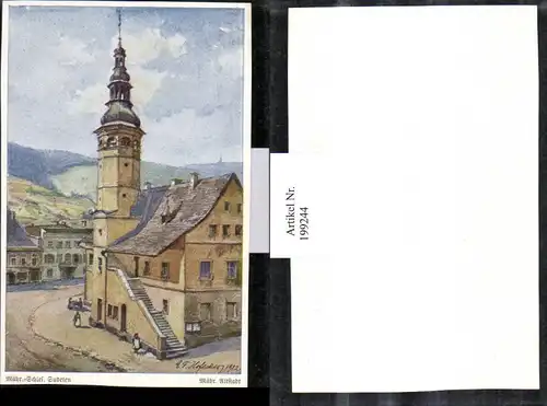 199244,Künstler AK E. F. Hofecker Mährisch Schlesien Sudeten Mähr. Altstadt Kirche