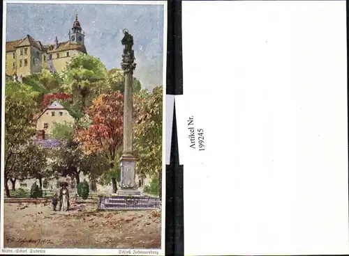 199245,Künstler AK E. F. Hofecker Mährisch Schlesien Sudeten Schloss Johannesberg Säule