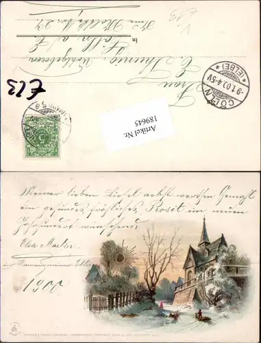 189645,Litho Kirche Sonnenschein Postkarte Ser. II - 99115 pub Winkler & Schorn Nürnberg