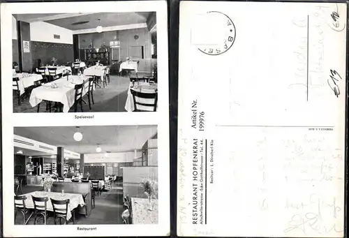 199976,Basel Restaurant Hopfenkranz Allschwilerstraße Speisesaal Innenansicht Mehrbildkarte