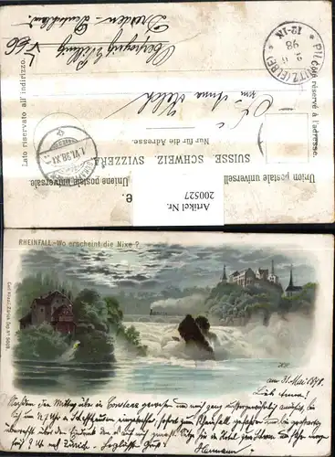 200527,Litho AK Rheinfall Wasserfall Mondschein Mond pub Carl Künzli 5008 Kt Schaffhausen