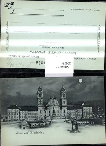 200564,Mond Litho AK Gruß aus Einsiedeln Kloster Stift Kt Schwyz