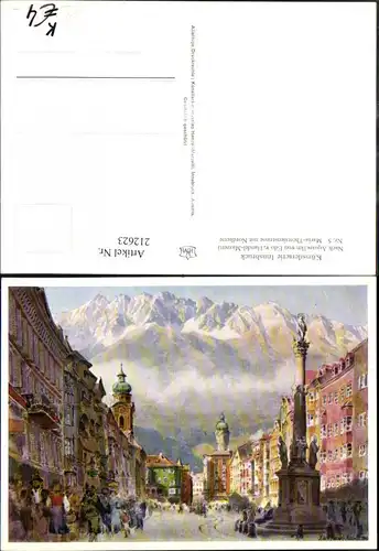 212623,Künstler AK Edo v. Handel-Mazzetti Innsbruck Maria-Theresienstraße m. Nordkette Straßenansicht