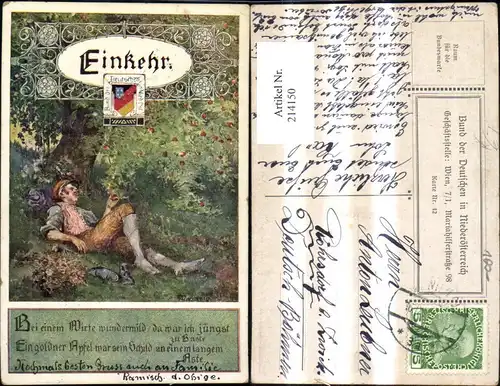 214150,Bund d. Deutschen in Niederösterreich 42 Künstler Ak Marussig Einkehr Spruch Text 