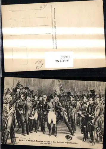 216636,Künstler Ak Napoleon Cour du Palais de Fentainebleau 1814 Soldaten Uniform Frankreich Revolution  