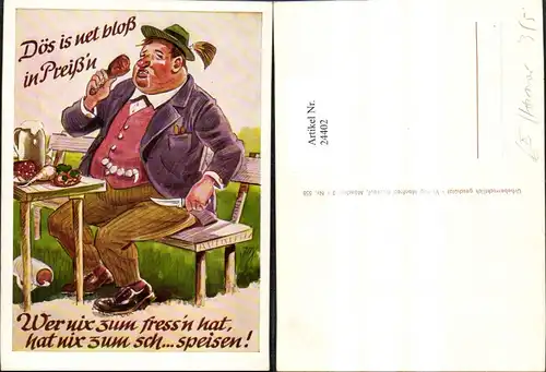 24402,Künstler Ak Scherz Humor Dicker Mann isst Spruch Text 
