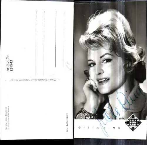 129843,Gitta Lind Sängerin Schlagersängerin Autogramm pub Telefunken Decca