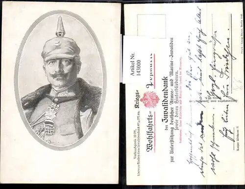 143000,Künstler Ak Kaiser Wilhelm II Portrait Pickelhaube Uniform Orden Adel Monarchie 