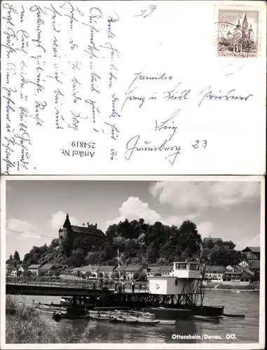 254819,Ottensheim an d. Donau Anlegeplatz Ruderboote Blick auf Schloss