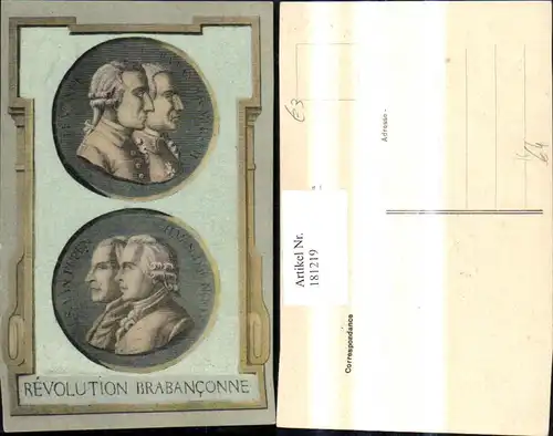 181219,Künstler Ak Revolution Brabanconne Büsten Männer Portrait Passepartout 