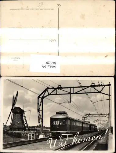 182520,Foto Ak Eisenbahn Zug Lokomotiven Train Gleise Windmühle Wij komen 