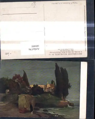 189495,Künstler Ak A. Böcklin Die Villa am Meer Abendstimmung pub F. Bruckmann 