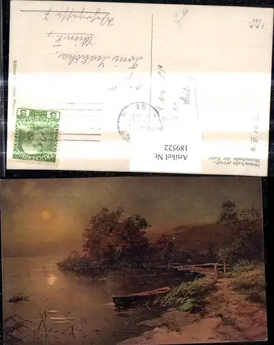 189522,Künstler Ak Melancholie der Natur Boot Ufer Landschaft Sonnenaufgang 