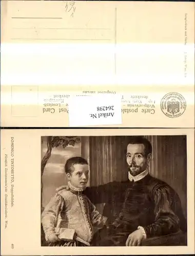264298,Künstler Ak Domenico Tintoretto Doppelbildnis Mann m. Bub Junge Portrait jpub J. Löwy Wien 403