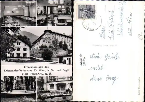278536,Freiland Erholungsstätte d. Kriegsopfer-Verbandes Springbrunnen Speisesaal Mehrbildkarte