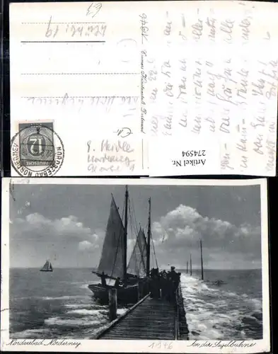274594,Nordseebad Norderney An d. Segelbuhne Steg Segelboote