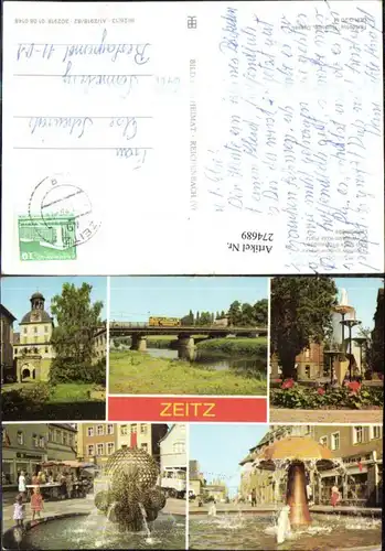 274689,Zeitz Schloss Moritzburg Brücke Promenade Brunnen Mehrbildkarte