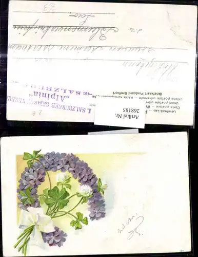 268185,Blumen Hufeisen Veilchen Klee Kleeblüten Schleife Stempel I. Salzburger Gebirgs Verein Alpinia 