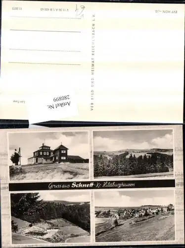 280899,Gruß aus Schnett Totale Waldbad Freibad Mehrbildkarte pub VEB 11/3575