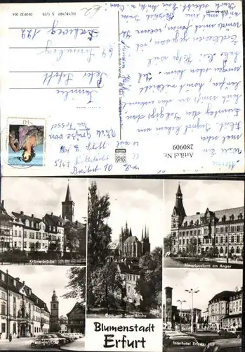 280909,Erfurt Dom u. Severikirche Postamt Interhotel Krämerbrücke Straßenansicht Mehrbildkarte