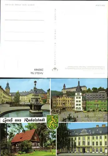 280949,Rudolstadt Schloss Heidecksburg Marktplatz Volkskundemuseum Brunnen Mehrbildkarte