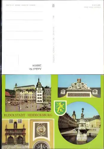 280954,Rudolstadt Rathaus Blick zum Schloss Heidecksburg Brunnen Detailansichten Mehrbildkarte