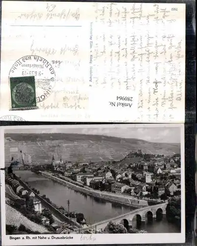 280964,Bingen am Rhein Totale m. Nahe u. Drususbrücke Brücke