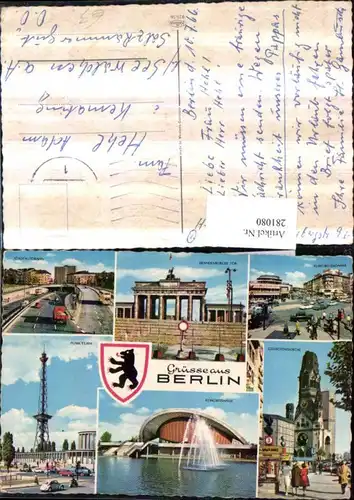 281080,Berlin Funkturm Kongresshalle Gedächtniskirche Brandenburger-Tor Kurfürstendamm Mehrbildkarte