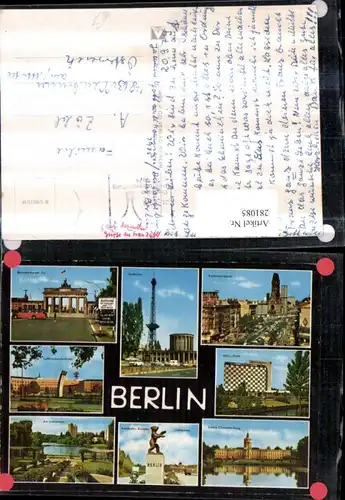 281085,Berlin Funkturm Brandenburger-Tor Hilton Hotel Schloss Charlottenburg Kurfürstendamm Mehrbildkarte