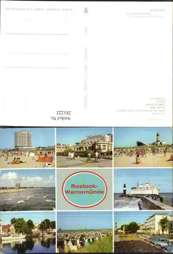 281222,Rostock Warnemünde Hotel Neptun Kurhaus Strand Cafe am Strom Strandleben Schiff Mehrbildkarte