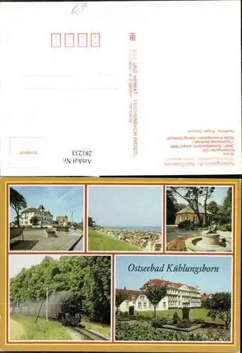 281233,Ostseebad Kühlungsborn FDGB-Erholungsheim Konzertgarten Schmalspurhahn Strand Mehrbildkarte