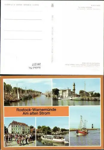 281237,Rostock Warnemünde Leuchtturm Teepott FDGB-Erholungsheim Fahrgastschiff Fischkutter Mehrbildkarte