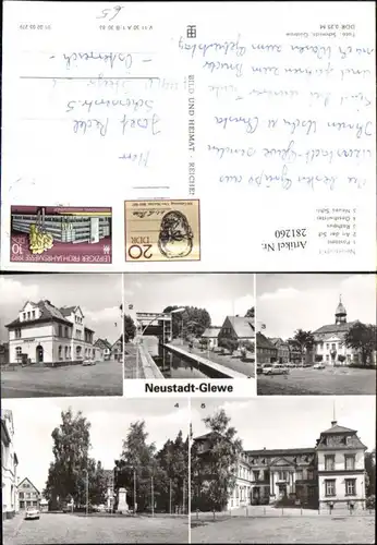 281260,Neustadt Glewe Postamt Schleuse Rathaus Schloss Geschwister-Scholl-Platz Mehrbildkarte