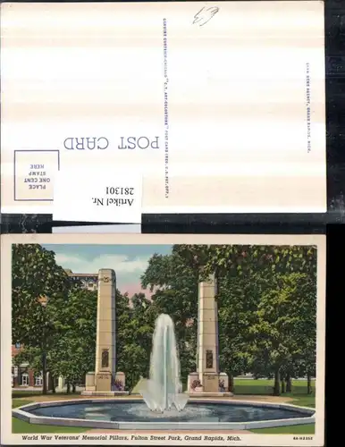 281301,Michigan Grand Rapids Fulton Street Park World war Veterans Memorial Pillars Denkmal 