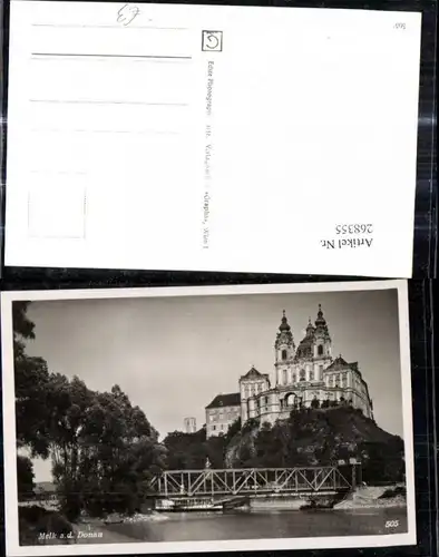 268355,Foto Ak Melk a. d. Donau Stift Melk Brücke Schiff Dampfer 