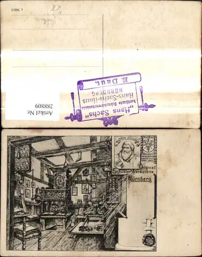 288809,Künstler Ak Reklame Hans Sachs Original Schuster Werkstätte Nürnberg Handwerk 