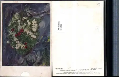316394,Künstler AK Marc Chagall Bouquet of Flying Lovers Liebespaar Blumen