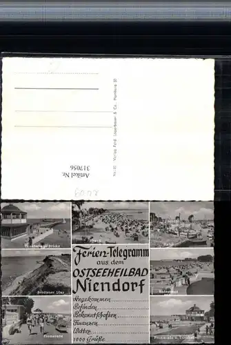 317056,Ostseebad Niendorf Strand Strandleben Hafen Promenade Trinkhalle Mehrbildkarte