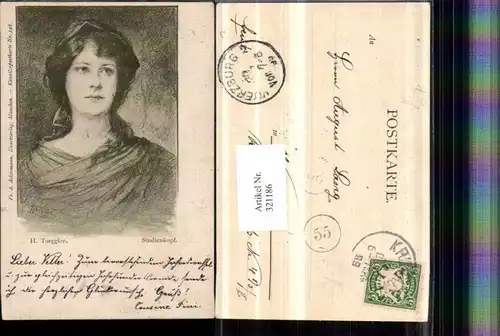321186,F. A. Ackermann 548 Künstler H. Torggler Studienkopf Frau Portrait