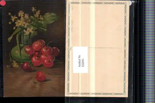 322031,Künstler AK C. Von Sivers Stillleben Kirschen Blumen Vase pub Wenau-Pastell 692